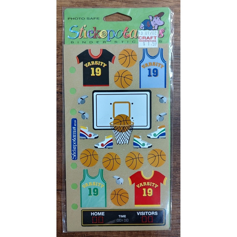 New Vtg Stickopotamous Scrapbook Stickers BASKETBALL Sports Team Varsity S67